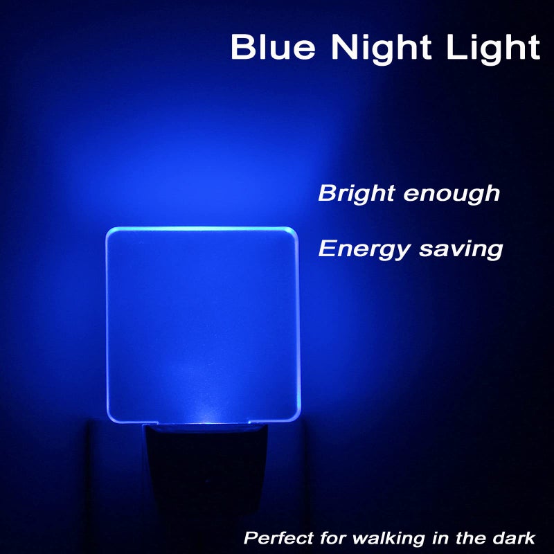 GREENIC LED Night Light Plug in 4 Pack, Dusk to Dawn Photocell Sensor, Nightlights for Bedroom Bathroom Kitchen, Square Design Blue - Image 3